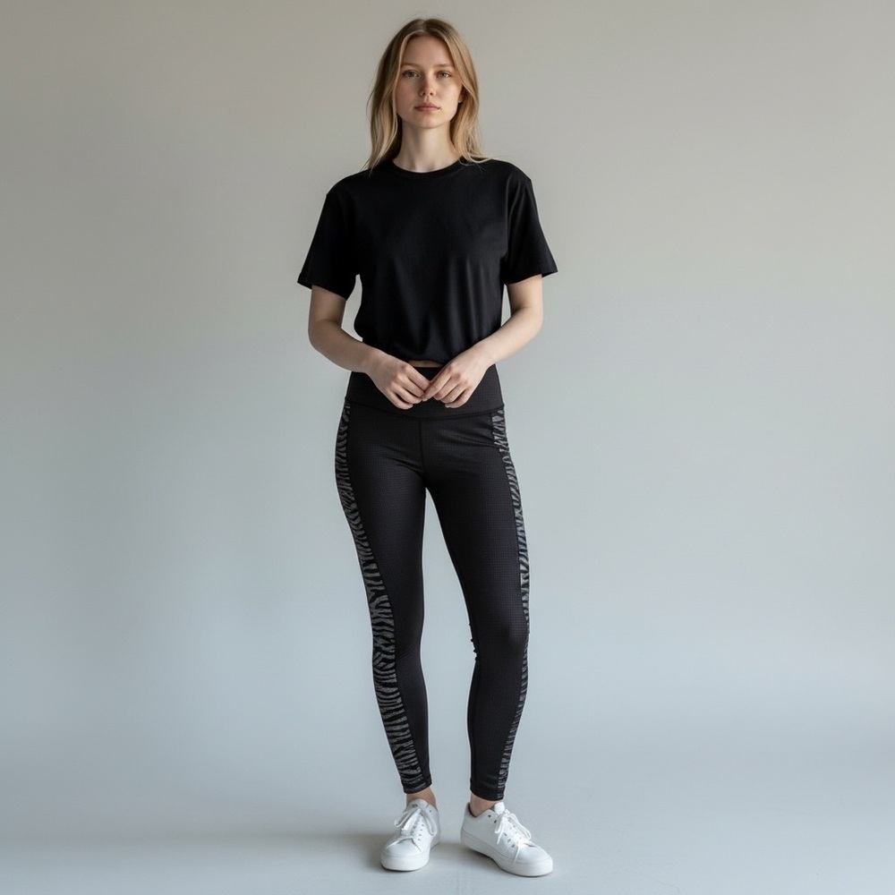 WITH Reversible High Waist Leggings Black White Viva Zebra - Picture 5 of 10